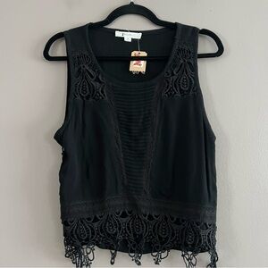 Nylon Apparel Sleeveless Top Lace up Side Tie Black Medium